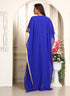 Royal blue designer arabic embroidery takchita kaftan for womens