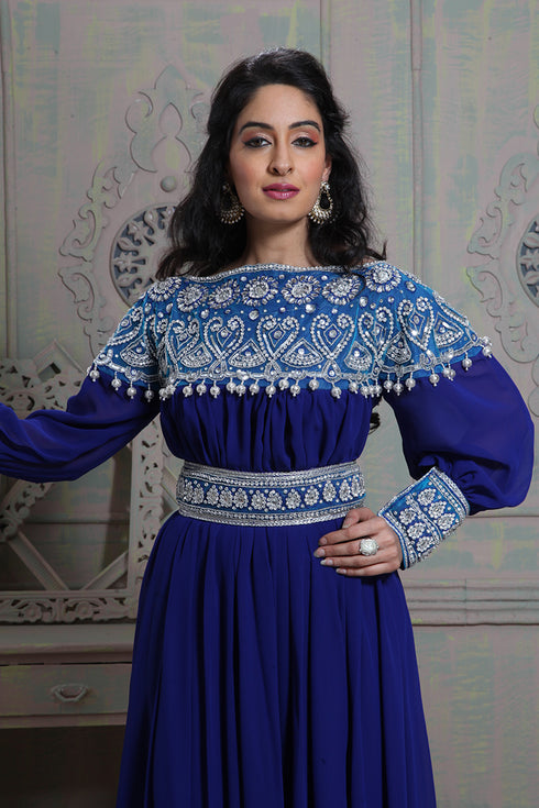 Tantalizing blue maxi full sleeve kaftan