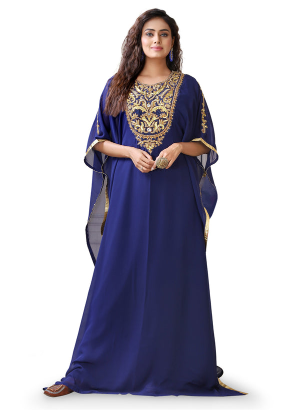 Dark blue color artisan handmade kaftan