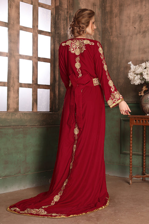 Maroon wedding moroccan israeli kaftan