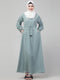 Sage Adjustable waist pleated sleeve abaya with hijab