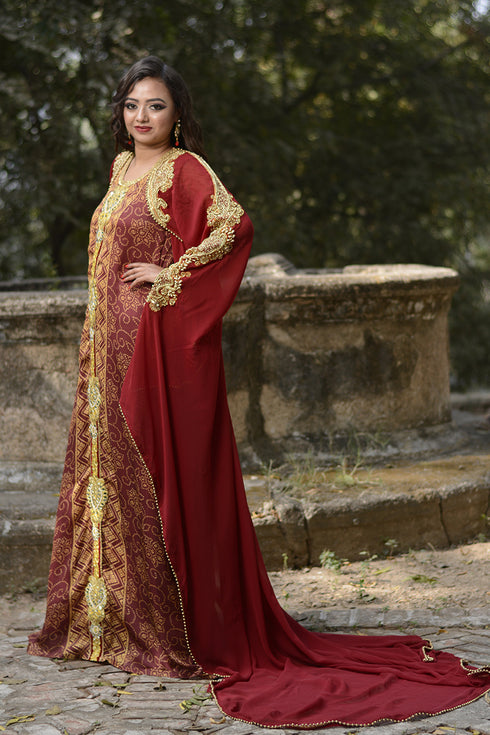 Maroon designer israeli kaftan