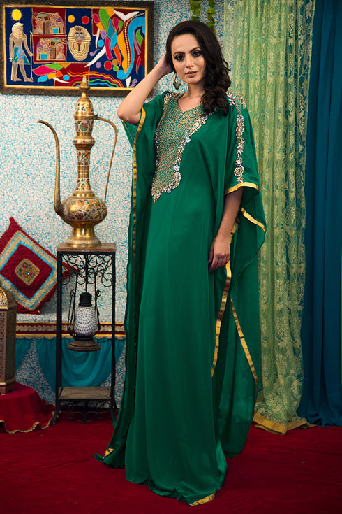 Sea green georgette kaftan