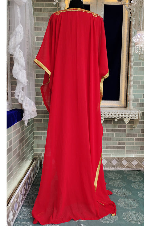 Red islamic modern embroidery kaftan