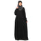 Black front open shirt collar abaya-black