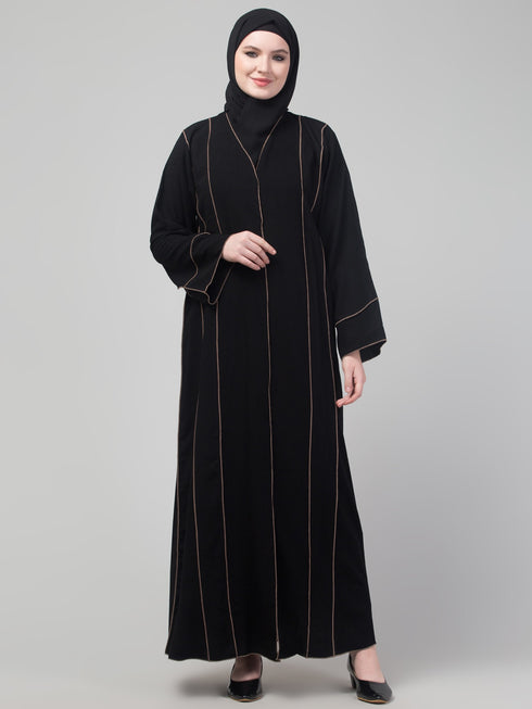 Black contrast detailing abaya with hijab