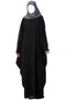 Black simple yet elegant islamic kaftan abaya with pleats on neck