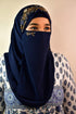 wrap my hijab handwork hijab naqab navy blue