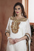 Off white wood work hand beaded partywear dubai kaftan