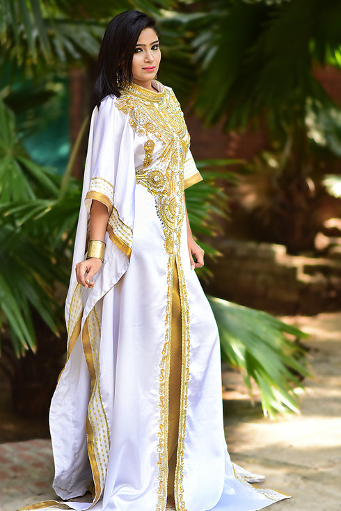 Smart white designer arabic caftan dress