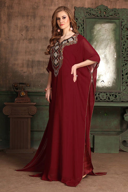 Maroon takchita kaftan