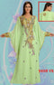 Light-parrot-green embroidered georgette islamic-kaftans