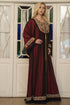 Black and red embroidery maxi kaftan