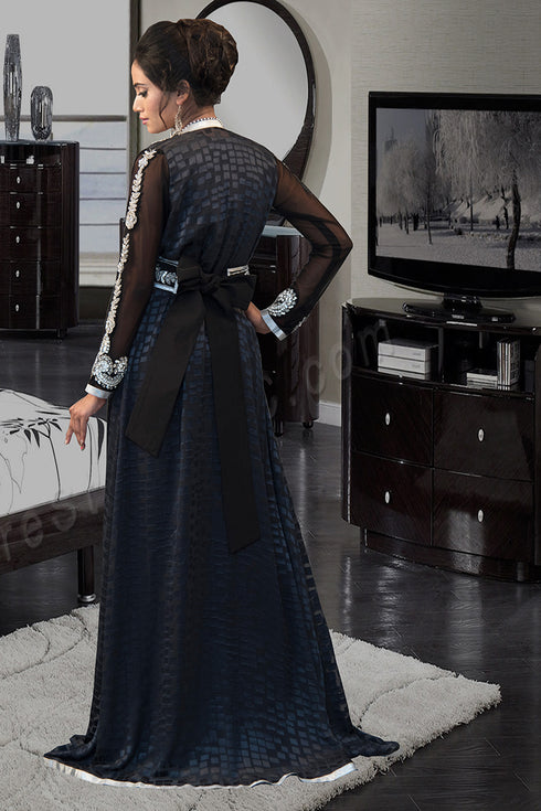 Dark gray and black designer kaftan