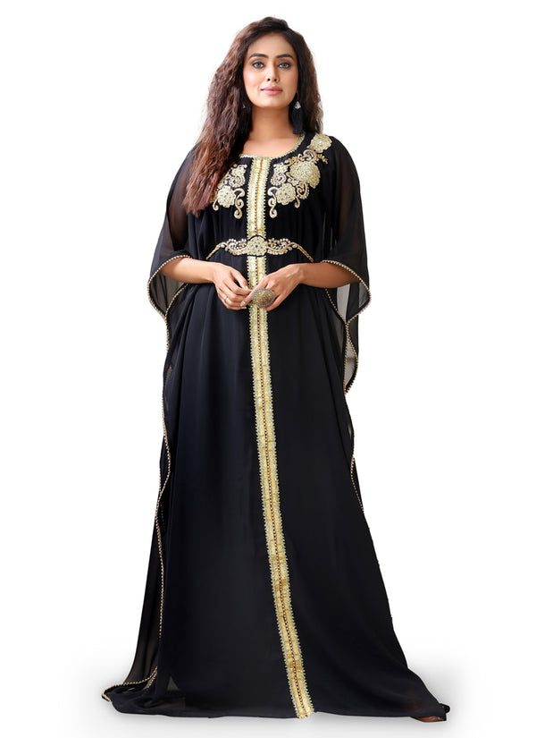 Black color embroidery party wear kaftan