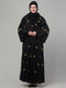 Black hand embroidered bell sleeves abaya with embroidered hijab