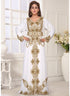 White embroidered georgette islamic-kaftans With Sun-proof hijab.