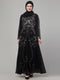 Black sequins hand embroidered abaya with embroidered hijab