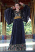 Embroidery work kaftan gray and black net brasso arabic style