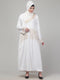 White hand embroidered abaya with embroidered hijab