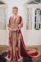 Maroon long sleeve arabic wedding kaftan