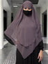 Grey multi layered triangular instant hijabkhimar in georgette