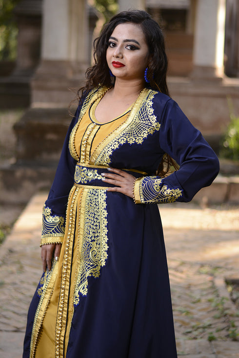 Dark blue designer party wear kaftan