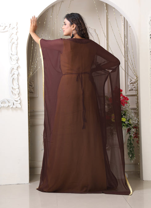 Brown and Gold Wedding Kaftan for Women