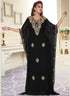 Black embroidered georgette islamic-kaftans With Sun-proof hijab.