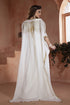 White georgette hand beaded designer kaftan