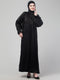 Black organza elastic sleeve abaya with hijab