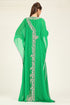 Parrot green designer islamic hand beaded takchita kaftan