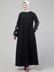Black abaya with butterfly embroidered sleeve and hijab