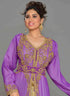 Purple embroidered georgette islamic kaftans With Sun-proof hijab.