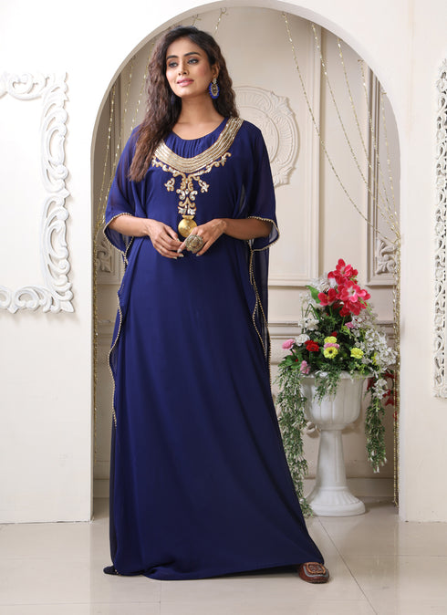 Dark blue color desingner party wear caftan
