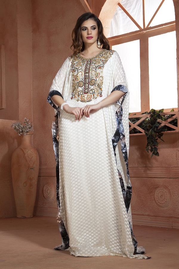 Off white handmade kaftan formal dress kaftan