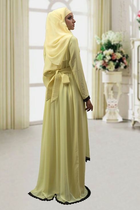 Lemon yellow Modest maxi dress Abaya