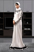 Long party wear full sleeve white abaya