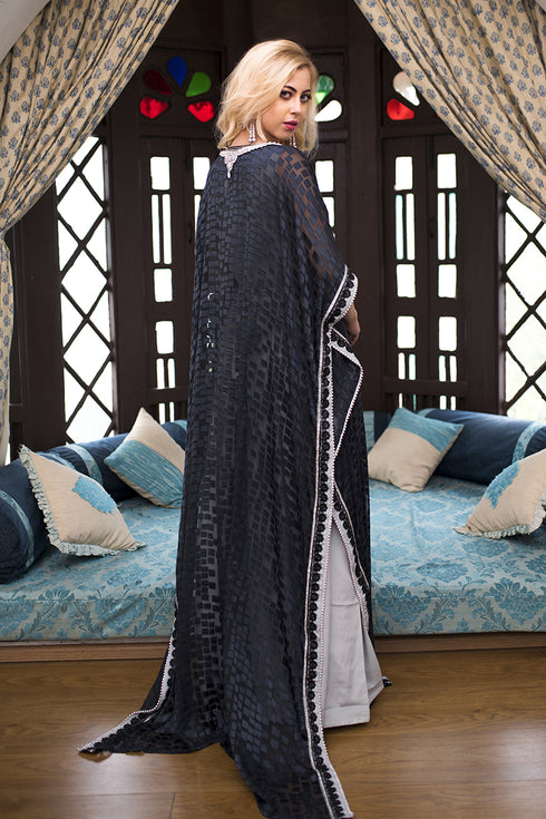 Dark gray hand made designer kaftan