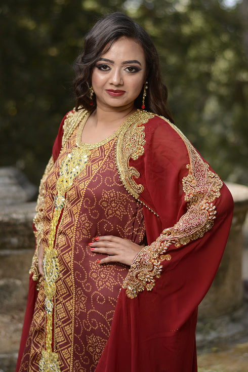 Maroon designer israeli kaftan