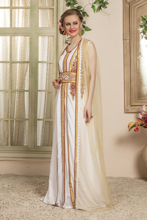 White and beige moroccan caftan