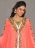 Peach embroidered georgette islamic kaftan
