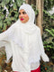 nazneen ready-to-wear hijab - white georgette with lace, faux georgette fabric