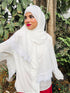 nazneen ready-to-wear hijab - white georgette with lace, faux georgette fabric