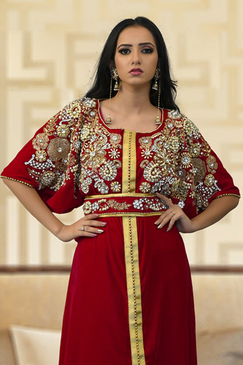 Maroon maxi Partywear Kaftan