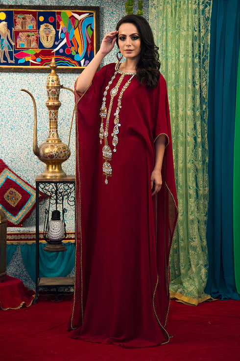 Maroon georgette israeli kaftan
