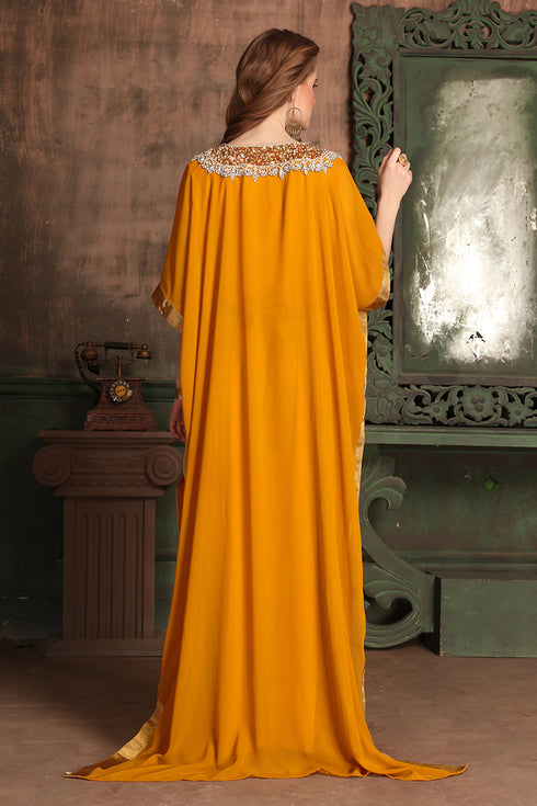 Orange georgette designer kaftan