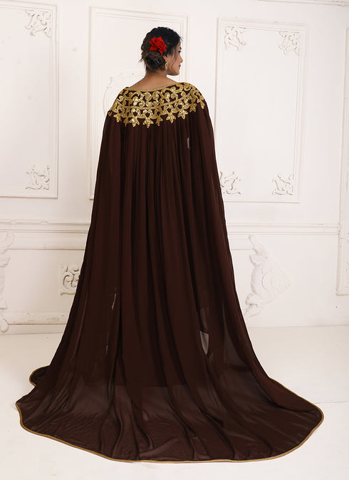 Brown and gold embroidery israeli dress islamic design kaftan takchita wedding party wear kaftan