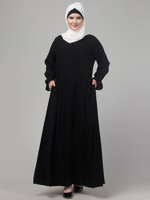 Black matt nida abaya with hijab