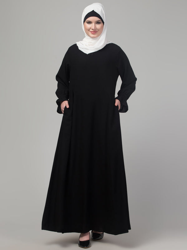 Black matt nida abaya with hijab